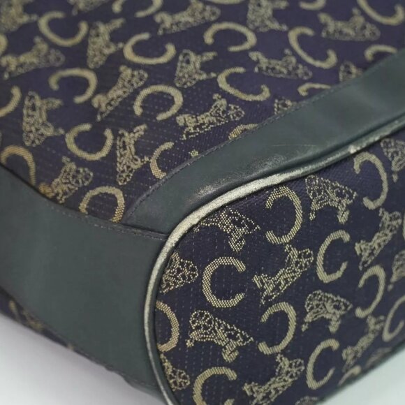 CELINE C Macadam Canvas Shoulder Bag Navy Gold - Picture 8 of 15